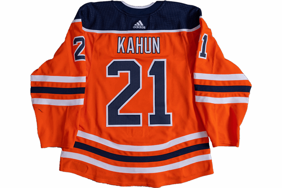 Dominik Kahun Edmonton Oilers 2020/2021 Home game-worn jersey
