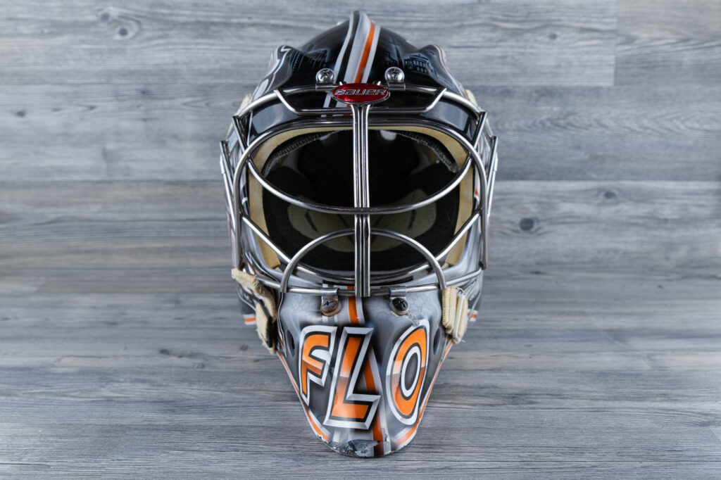Florian Proske game-worn goalie mask, view 1