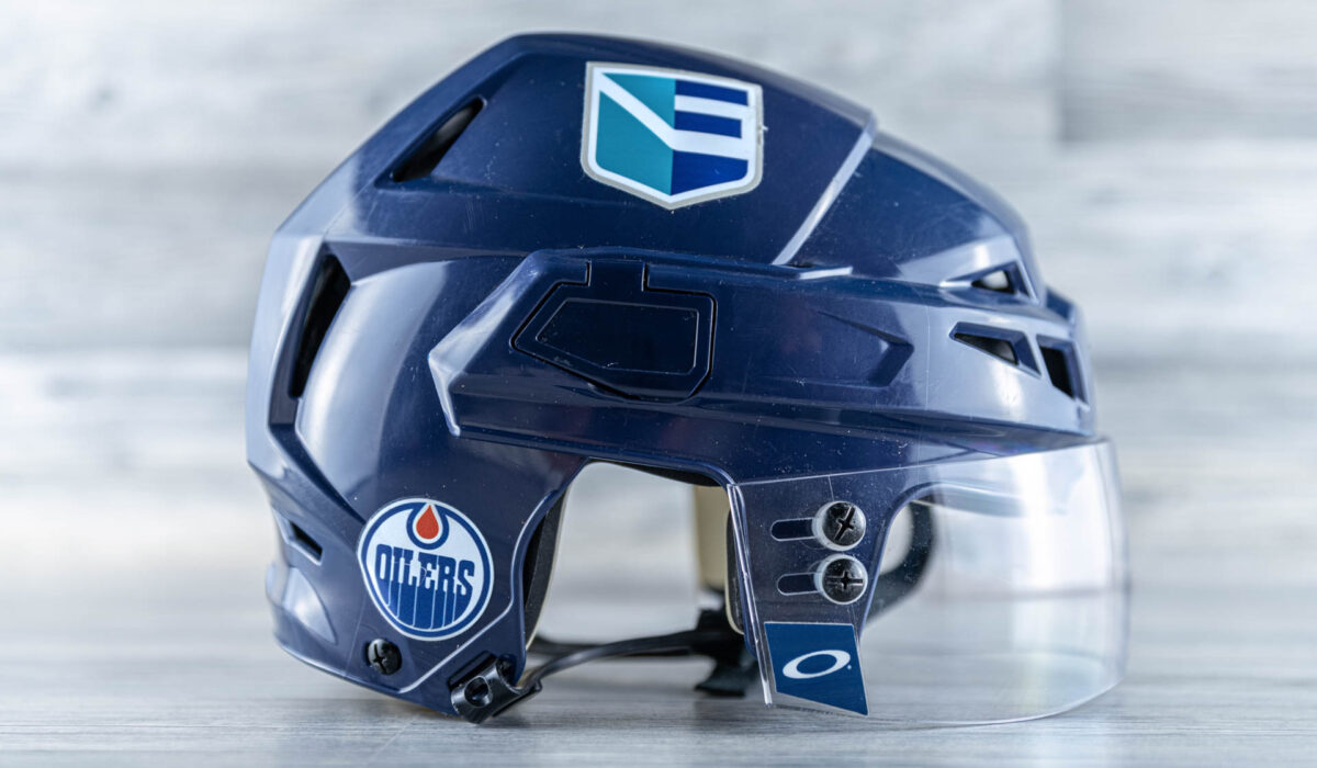 Leon Draisaitl - game worn / game used helmet - World Cup of Hockey 2016